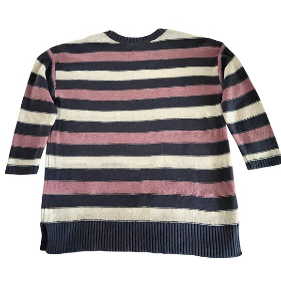 Eddie Bauer Striped Crew Neck Cotton Sweater Women's M | Pink, Blue, Cream | EUC - Picture 3 of 10